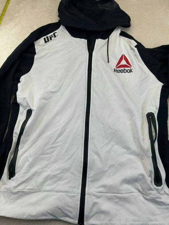 Reebok Other - Reebok Mens UFC Full-Zip Hoodie Black & White Size 2XL Cotton Blend Comfortable